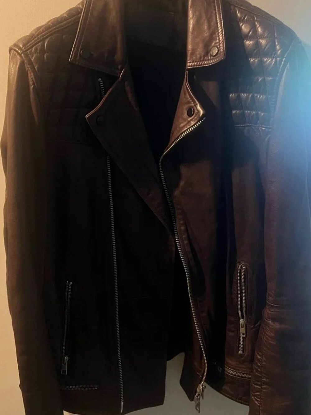 AllSaints Conroy Leather Jacket, Oxblood, Size Large